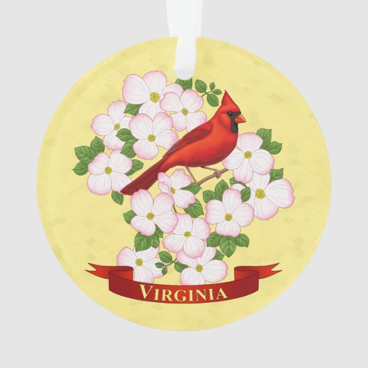 Virginia State Cardinaal Bird and Dogwood Flower Ornament (achterkant)