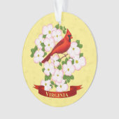 Virginia State Cardinaal Bird and Dogwood Flower Ornament (voorkant)