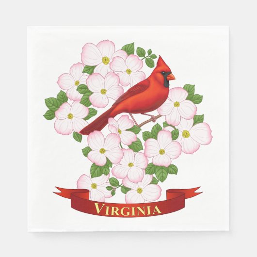 Virginia State Cardinaal Bird and Dogwood Flower Servetten (Voorkant)