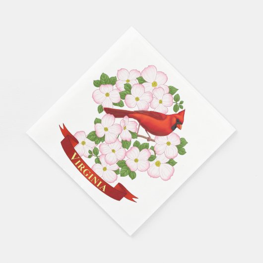 Virginia State Cardinaal Bird and Dogwood Flower Servetten (Hoek)