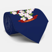 Virginia State Cardinaal Bird and Dogwood Flower Stropdas (Opgerold)