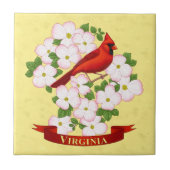Virginia State Cardinaal Bird and Dogwood Flower Tegeltje (Voorkant)