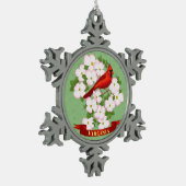 Virginia State Cardinaal Bird and Dogwood Flower Tin Sneeuwvlok Ornament (Links)