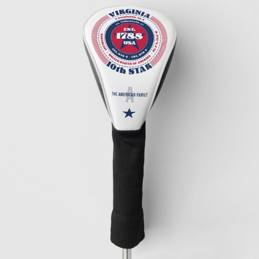 Virginia State Circle Aangepaste Golf Headcover (Voorkant)