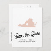 VIRGINIA State Destination Weddenschap IEDERE KLEU Aankondigingskaart (Voorkant / Achterkant)