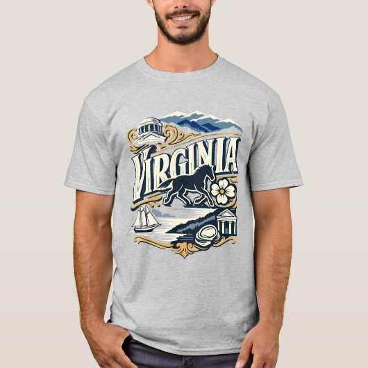 Virginia State Erfgoed Koloniale Berg Kunst T-shirt (Voorkant)