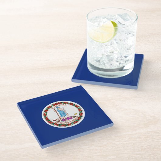 Virginia State Flag Design Decor Glazen Onderzetter (Schuin)