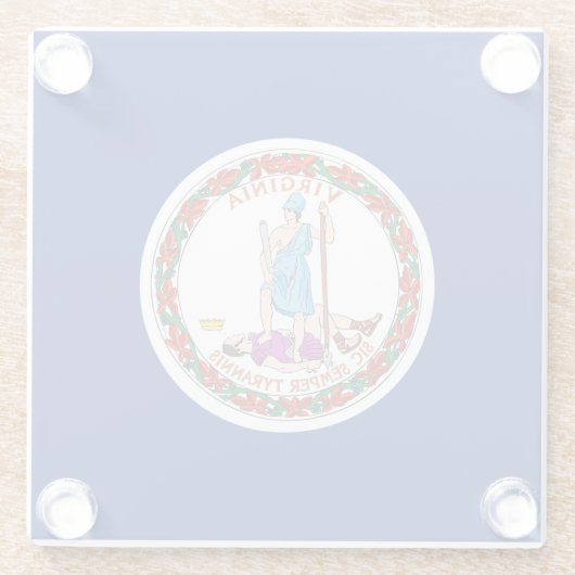 Virginia State Flag Design Decor Glazen Onderzetter (Achterkant)