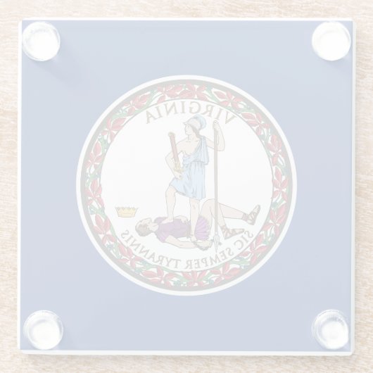 Virginia State Flag Glazen Onderzetter (Achterkant)