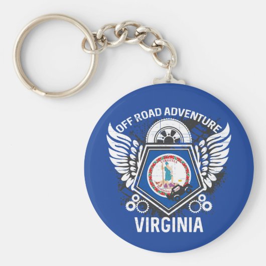 Virginia State Flag Off Road Adventure 4x4 Sleutelhanger (Voorkant)