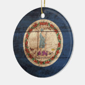 Virginia State Flag op Old Wood Grain Keramisch Ornament (Links)