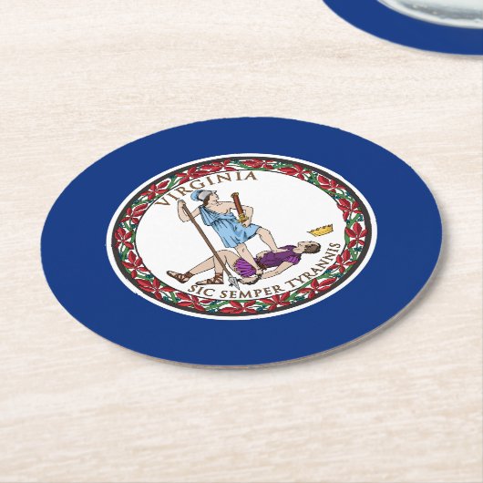 Virginia State Flag Ronde Kartonnen Onderzetter (Gebogen)