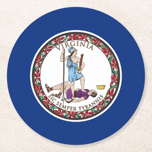 Virginia State Flag Ronde Kartonnen Onderzetter (Voorkant)