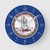 Virginia State Flag Ronde Klok (Voorkant)