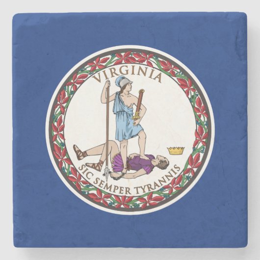 Virginia State Flag Stenen Onderzetter (Voorkant)