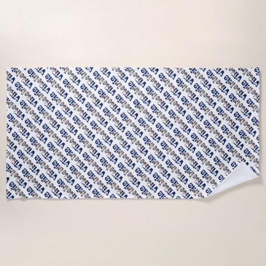 Virginia State Flag Typography Pattern Verenigde S Strandlaken (Voorkant)