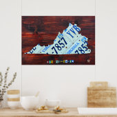 Virginia State License Bord Map Poster (Keuken)