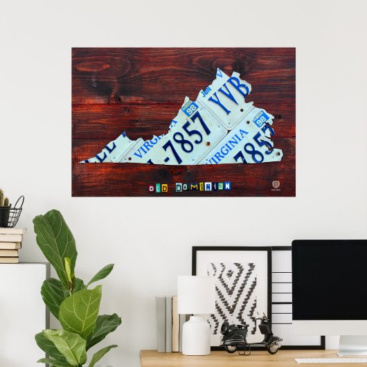 Virginia State License Bord Map Poster (Thuiskantoor)