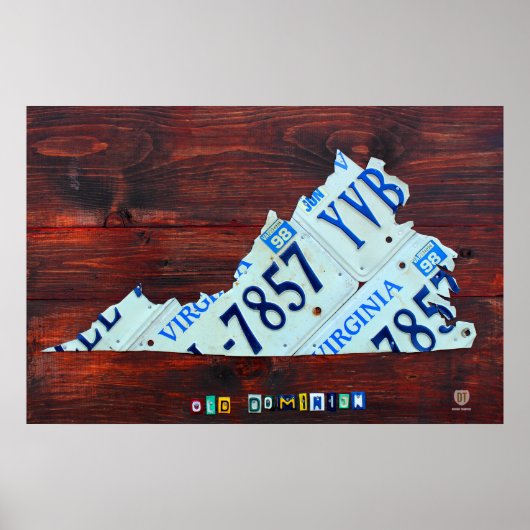 Virginia State License Bord Map Poster (Voorkant)