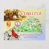 Virginia State Map Briefkaart (Voorkant)