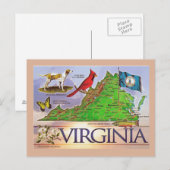 Virginia State Map Briefkaart (Voorkant / Achterkant)