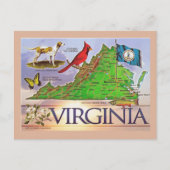 Virginia State Map Briefkaart (Voorkant)