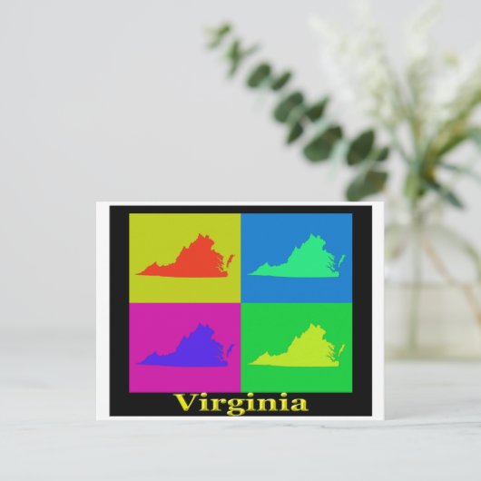 Virginia State Map Briefkaart (Staand voorkant)