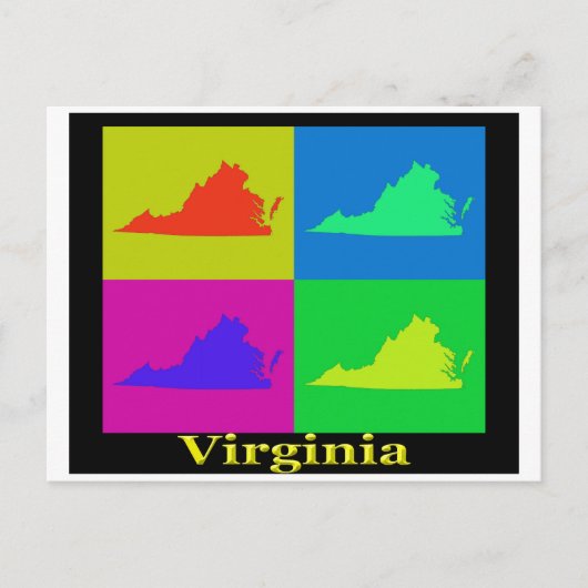 Virginia State Map Briefkaart (Voorkant)