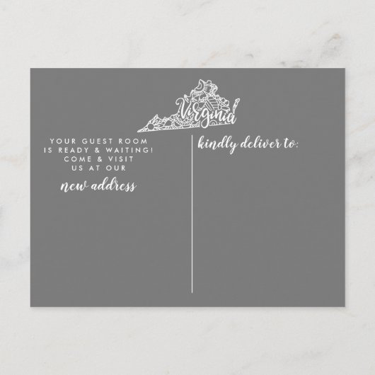 VIRGINIA State Moving Aankondiging Post Kaart (Achterkant)