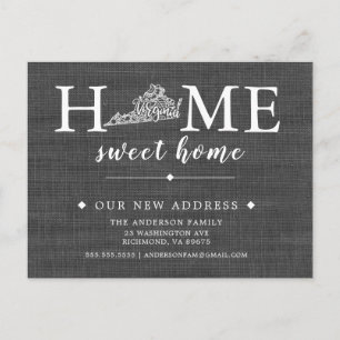 VIRGINIA State Moving Announcement Post Card Aankondigingskaart