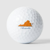 Virginia State Oranje & Blue Name Golfballen (Voorkant)