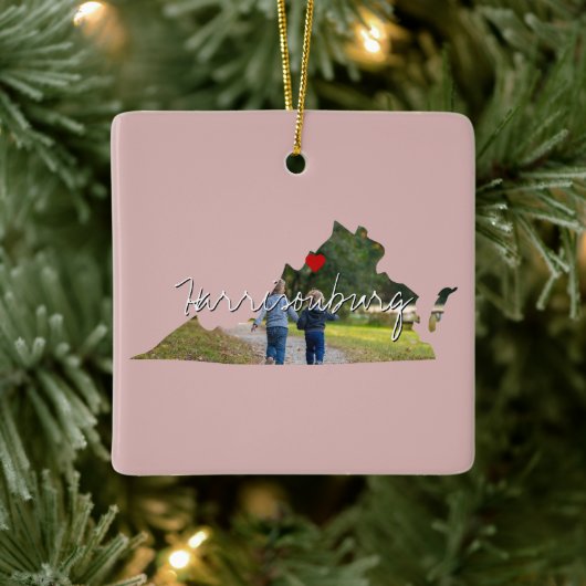 Virginia State Photo insert and town name Keramisch Ornament (Boom)