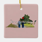 Virginia State Photo insert and town name Keramisch Ornament (Voorkant)
