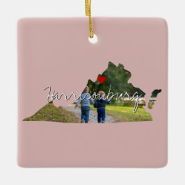 Virginia State Photo insert and town name Keramisch Ornament