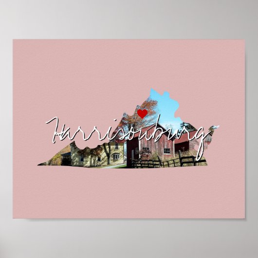 Virginia State Photo insert and town name Poster (Voorkant)
