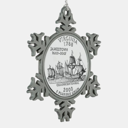 Virginia State Quarter Tin Sneeuwvlok Ornament (Links)