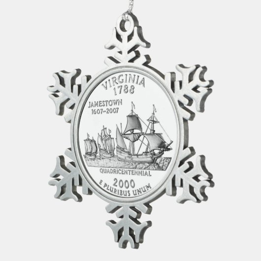 Virginia State Quarter Tin Sneeuwvlok Ornament (Rechts)