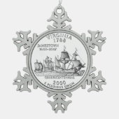 Virginia State Quarter Tin Sneeuwvlok Ornament (Voorkant)