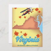 Virginia State retro Travel poster-kaart (Voorkant / Achterkant)