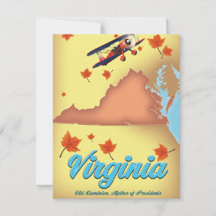 Virginia State retro Travel poster-kaart