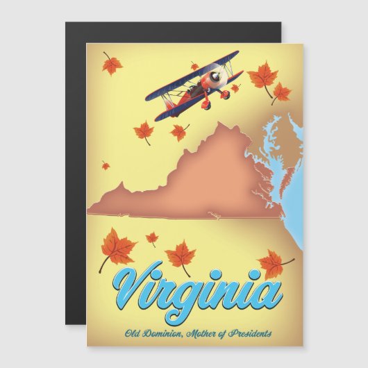 Virginia State retro Travel poster-kaart (Voorkant / Achterkant)