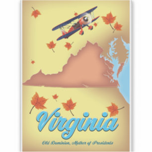 Virginia State retro Travel poster-kaart Sticker