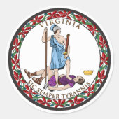 Virginia State Seal, de vlag van Virginia Ronde Sticker (Voorkant)