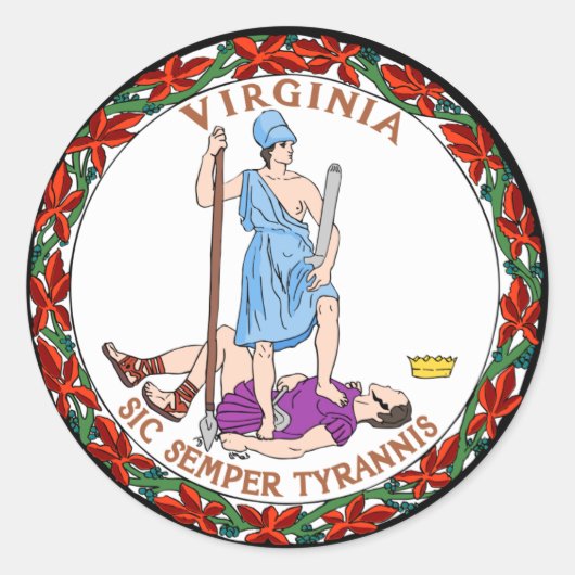 Virginia State Seal Ronde Sticker (Voorkant)