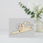 Virginia State VA Cartoon met George Washington Briefkaart (Staand voorkant)
