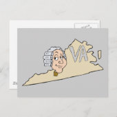 Virginia State VA Cartoon met George Washington Briefkaart (Voorkant / Achterkant)