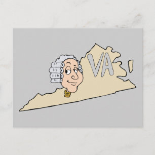 Virginia State VA Cartoon met George Washington Briefkaart
