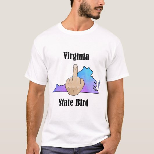 Virginia state vogel T-shirt middelvinger kleur (Voorkant)