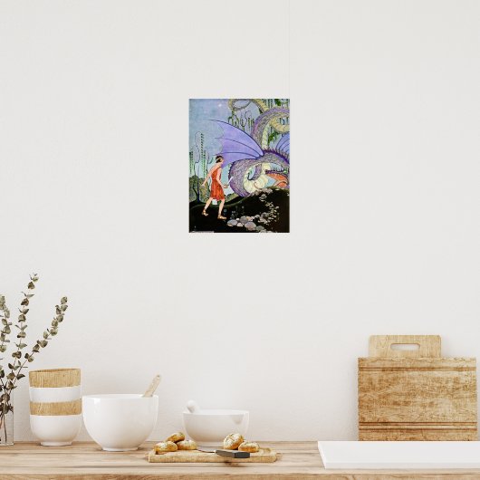 Virginia Sterrett Dragon Meets Warrior Poster (Keuken)