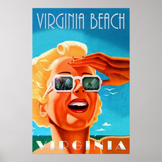 Virginia strand, blond zonnebril,  poster (Voorkant)